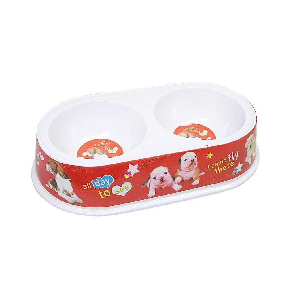 Plastic Dog Cat Feeding Bowl Assorted Colour With Printed Design Pets 21cm x 8cm 0070 (Parcel Rate)