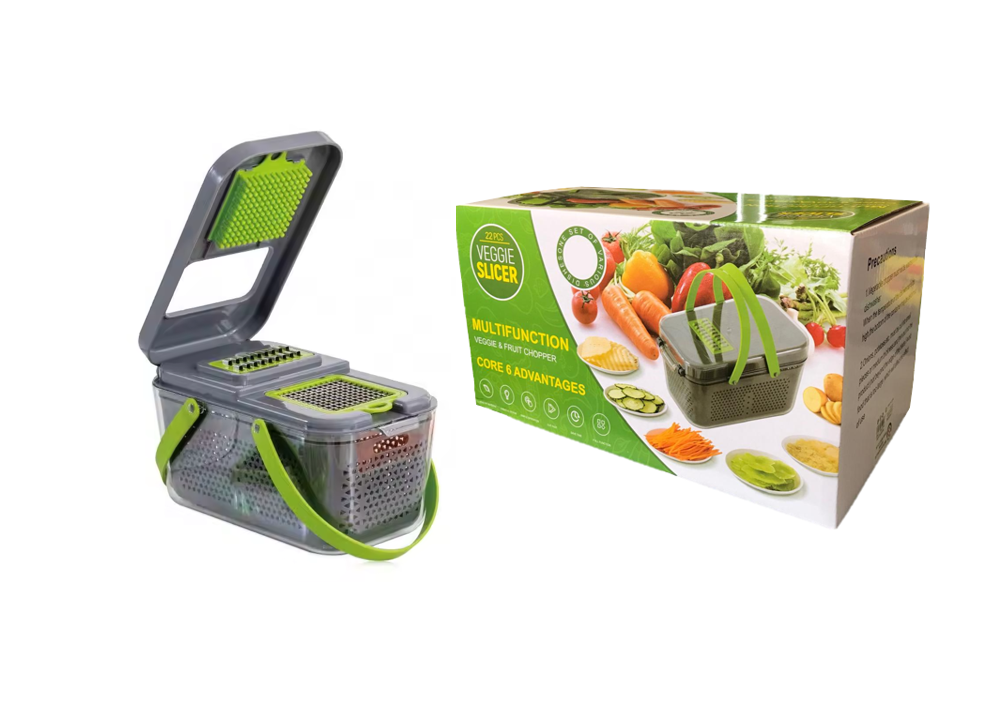 Plastic Multifunction Vegetable and Fruit Chopper Slicer Dicer Box 13.5 x 24 x 13 cm Set of 15 7798 (Parcel Rate)