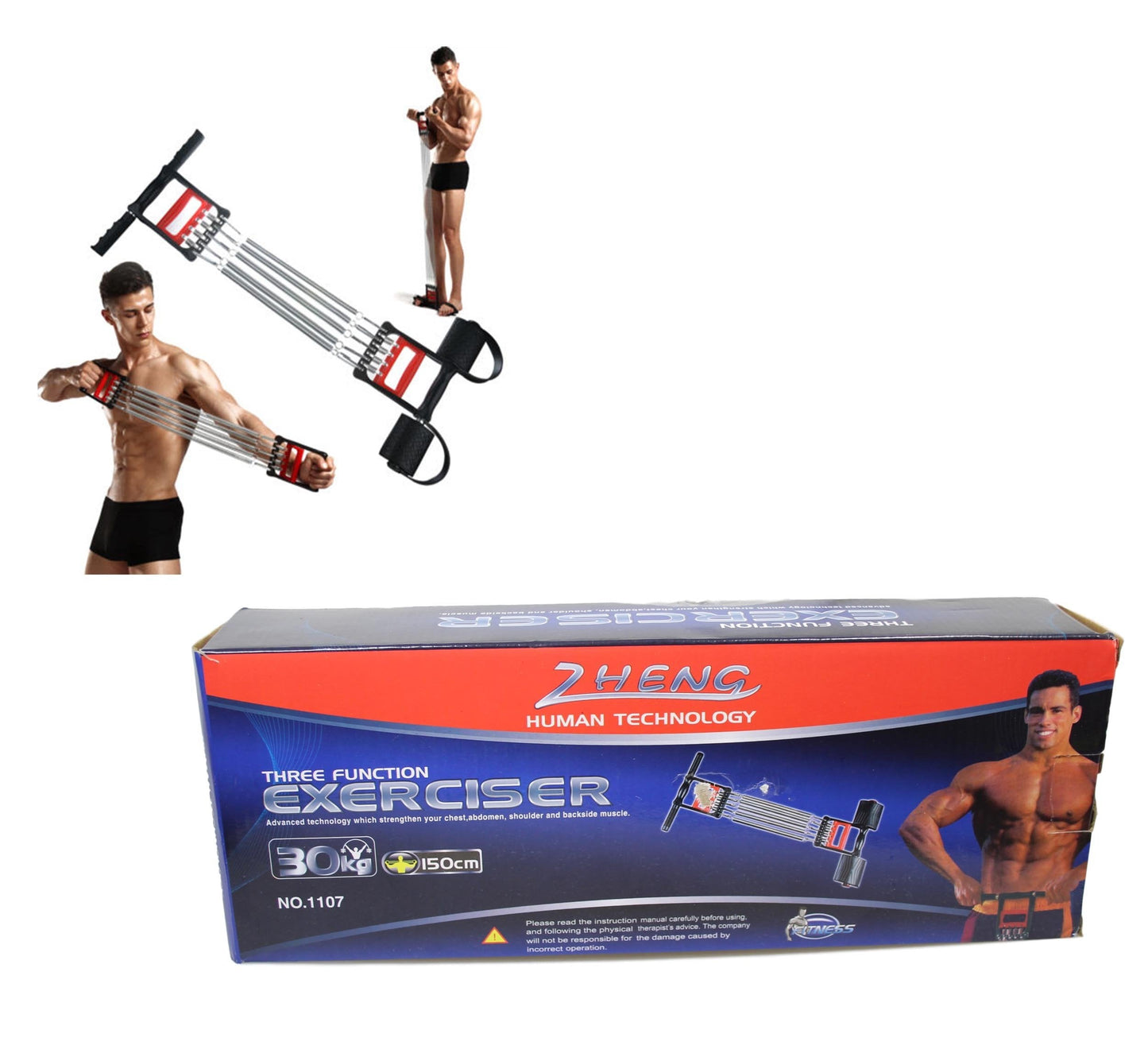 5 Spring Chest Expander 3 In 1 Pull Stretcher Gym Muscle Training Exerciser 30kg 5582 A W25 (Parcel Rate)