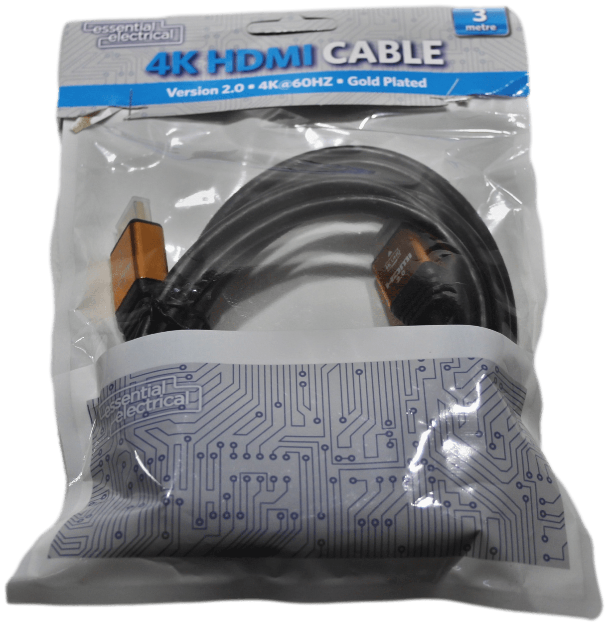 HDMI Cable 3 Metre Length 4K DIY Electrical Fittings Gold Plated 1383 (Parcel Rate)