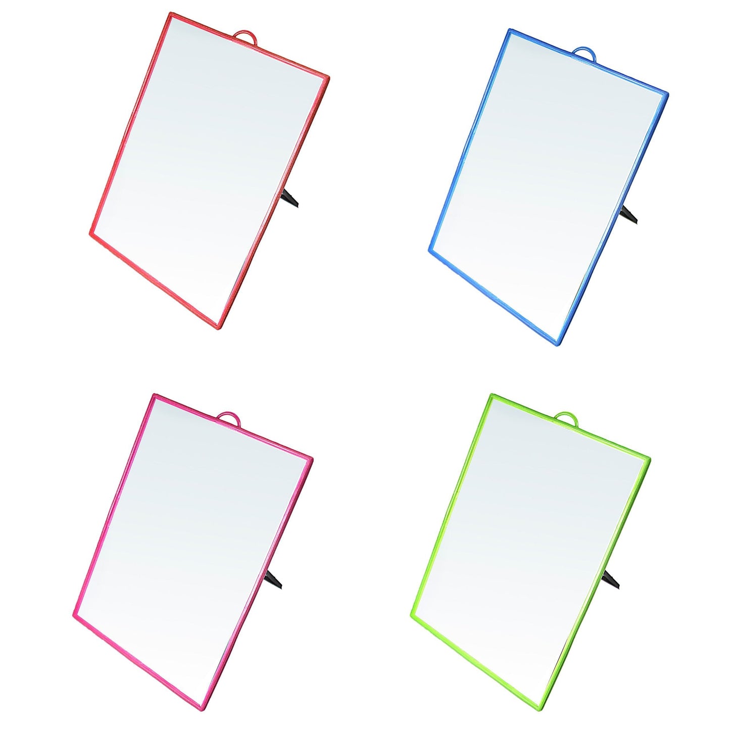 Desk Table Plastic Coloured Border Square Shaped Mirror 30cm x 40cm 0179 (Parcel Rate)