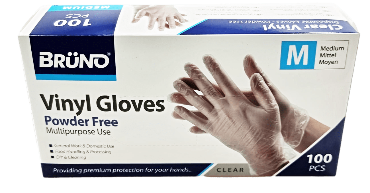 100 Medium Disposable Vinyl Clear Examination Gloves Powder Free Latex Free Gloves VG002 (Parcel Rate)