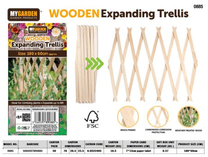 Garden Expanding Wooden Trellis Natural 180 x 60 cm 0885 (Parcel rate)