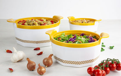 SQ Professional Fionna Hot Pot Set of 3 1.0 - 1.5 - 2.5L White 9353 (Big Parcel Rate)