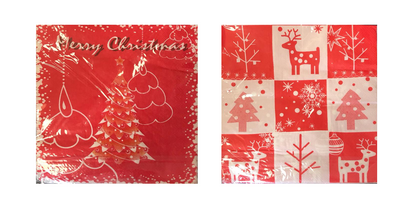 Pack of Merry Christmas Themed Paper Napkins Assorted Designs 1674 (Parcel Rate)