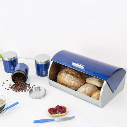SQ Professional Gems Metal Bread Bin with 3 Canisters Sapphire 2578 (Big Parcel Rate)