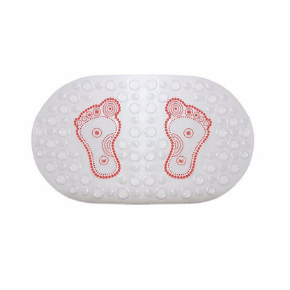Transparent Oval Anti-Slip Bathroom Shower Bath Mat with Feet Design 64 x 35 cm Assorted Colours 7534 (Parcel Rate)