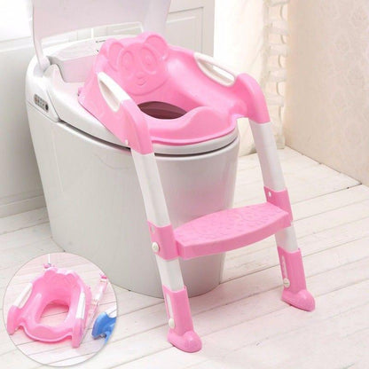 SQ Professional Plastic Children's Teddie Toilet Seat Ladder 59cm Pink 5824 / 2548 (Big Parcel Rate)