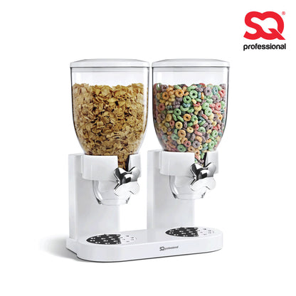 SQ Professional Plastic Double Hotel Cereal Dispenser 2 x 0.5L White 1740 / 4326 (Big Parcel Rate)