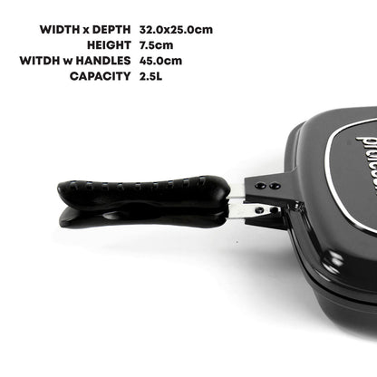 SQ Professional Nea Diecast Double Sided Magic Pan 32cm Nera Black 4482 (Parcel Rate)