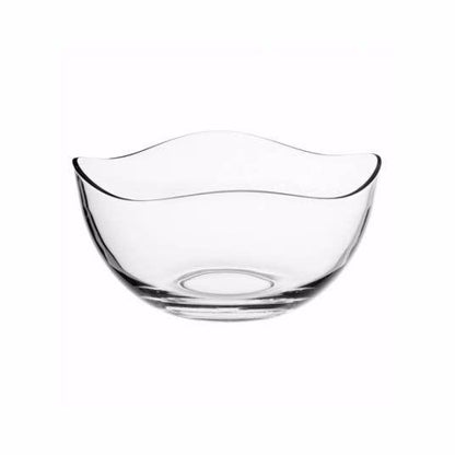 Transparent 26cm Elegantly Curved Fruit / Salad Bowl In Gloss Premium Glass Home 3344 (Parcel Rate)