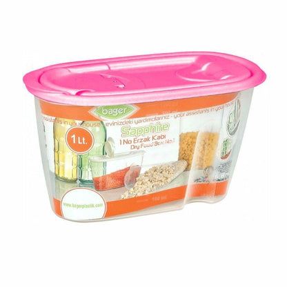 Plastic Dried Food Grains Pantry Storage Container with Pourer Lid 1L Assorted Colours BG283 / 9283 (Parcel Rate)
