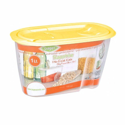 Plastic Dried Food Grains Pantry Storage Container with Pourer Lid 1L Assorted Colours BG283 / 9283 (Parcel Rate)