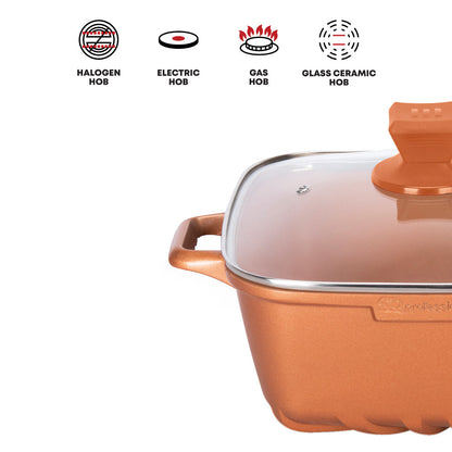 SQ Professional Nea Seramiq Diecast Square Stockpot Set of 4 Cuprum 4927 (Big Parcel Rate)