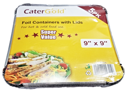 Aluminium Foil Food Containers 9 x 9" Pack of 5 ST2321 (Parcel Rate)