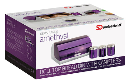 SQ Professional Gems Metal Bread Bin with 3 Canisters Assorted Colours 9895 (Big Parcel Rate)