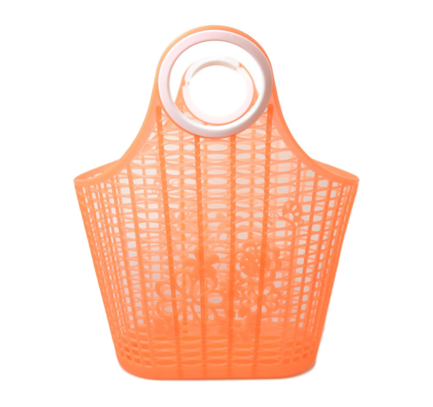 Plastic Floral Style Shopping Basket Type Bag  33 x 30cm Assorted Colours 5695 (Parcel Rate)