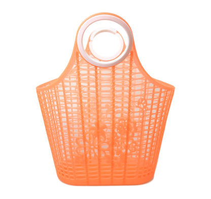 Plastic Floral Style Shopping Basket Type Bag  33 x 30cm Assorted Colours 5695 (Parcel Rate)