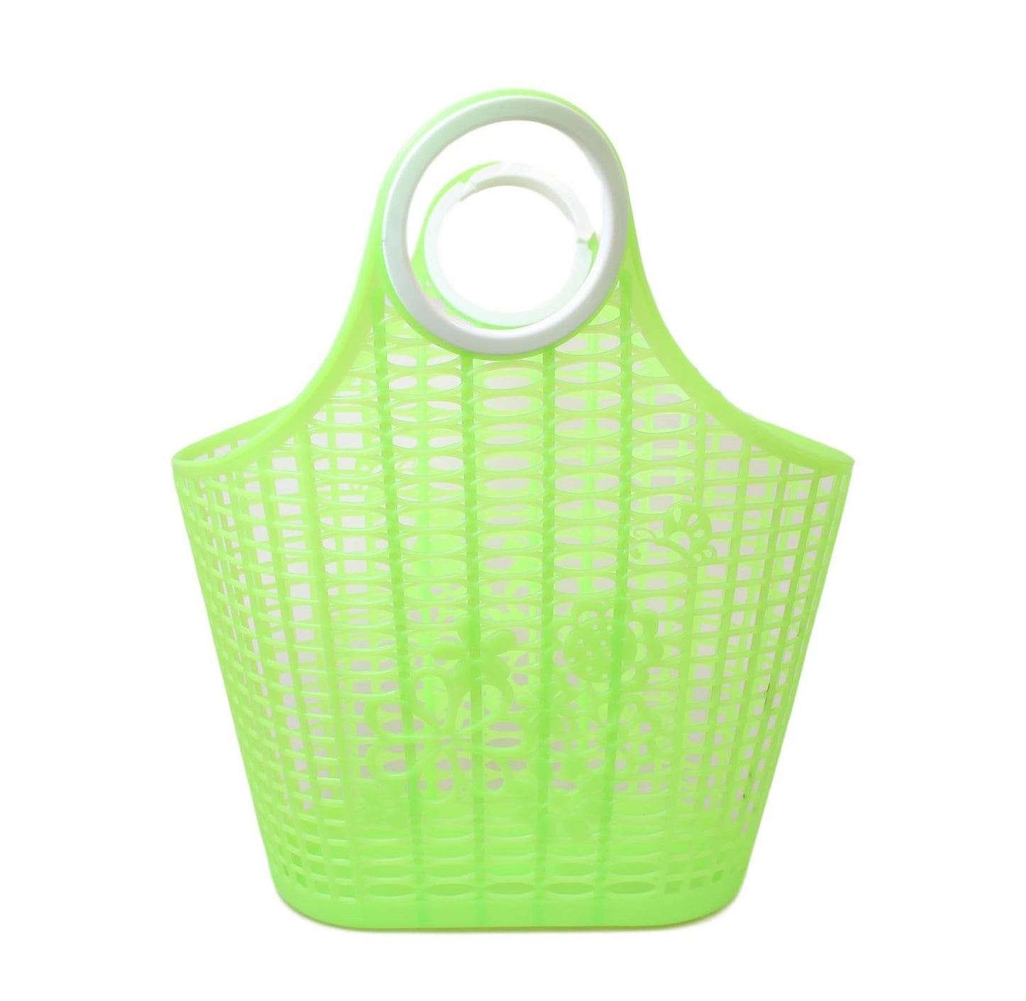 Plastic Floral Style Shopping Basket Type Bag  33 x 30cm Assorted Colours 5695 (Parcel Rate)