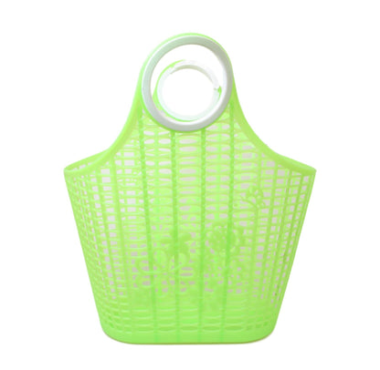 Plastic Floral Style Shopping Basket Type Bag  33 x 30cm Assorted Colours 5695 (Parcel Rate)