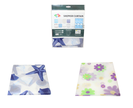 PEVA Bathroom Shower Curtain 180 x 200cm Assorted Designs 5739 (Parcel Rate)