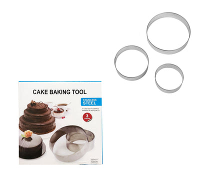 Stainless Steel Round Baking Ring Mould Set of 3 5916 (Parcel Rate)