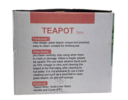Glass Teapot and Cups Set of 5 6670 (Parcel Plus Rate)