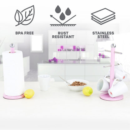 Dainty Kitchen Roll Holder & Mug Tree Apple Blossom Pink 2705 / 6737 A (Parcel Rate)