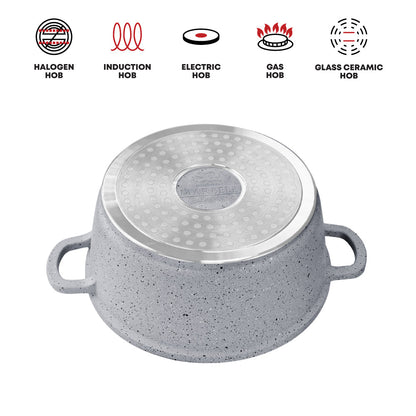 SQ Professional Nea Marbell Effect Diecast Stockpot Set of 5 Grigio 6761 (Big Parcel Rate)