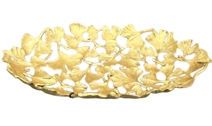 Plastic Oval Serving Tray Ginkgo Leaves Design 33 x 21 cm Assorted Colours 6821 (Parcel Rate)