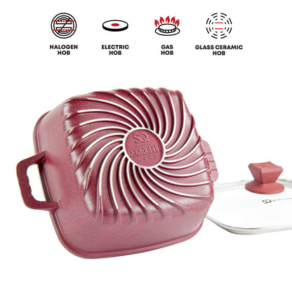 SQ Professional Nea Marbell Effect Square Stockpot Set of 4 Rossa 6902 (Big Parcel Rate)