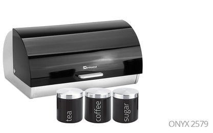 SQ Professional Gems Metal Bread Bin with 3 Canisters Assorted Colours 9895 (Big Parcel Rate)