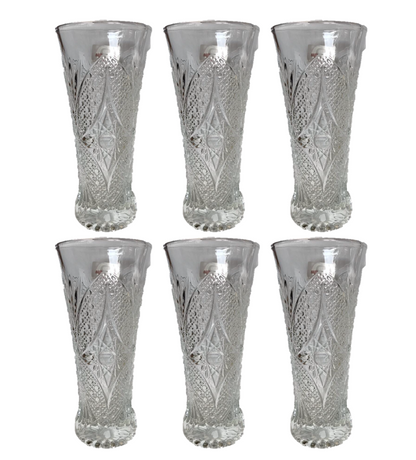 Small Half Pint Decorated Drinking Glass 15 x 7 cm Set of 6 Clear 7056 (Parcel Plus Rate)