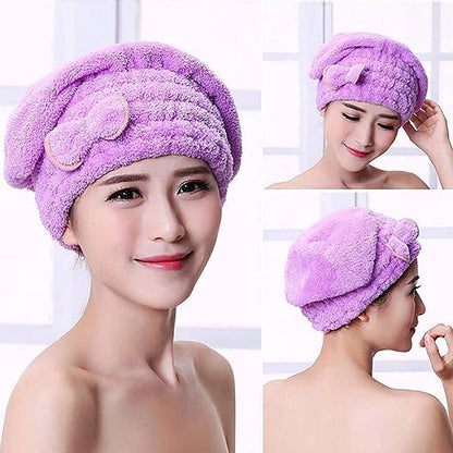 Microfibre Elastic Hair Wrap Bonnet with Bow Assorted Colours 6979 (Parcel Rate)