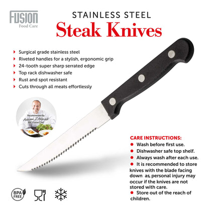 Stainless Steel Serrated Edge Steak Knives Pack of 6 7345 (Parcel Rate)