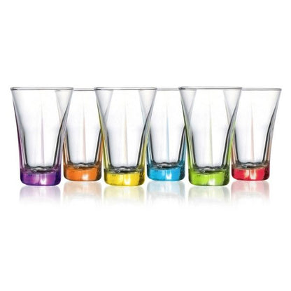 Truva Mini Water Shot Glass 100cc Set of 6 Coloured Glass TRU309PTO (Parcel Rate)
