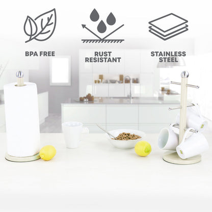Dainty Kitchen Roll Holder & Mug Tree Chantilly Cream 7666 A (Parcel Rate)
