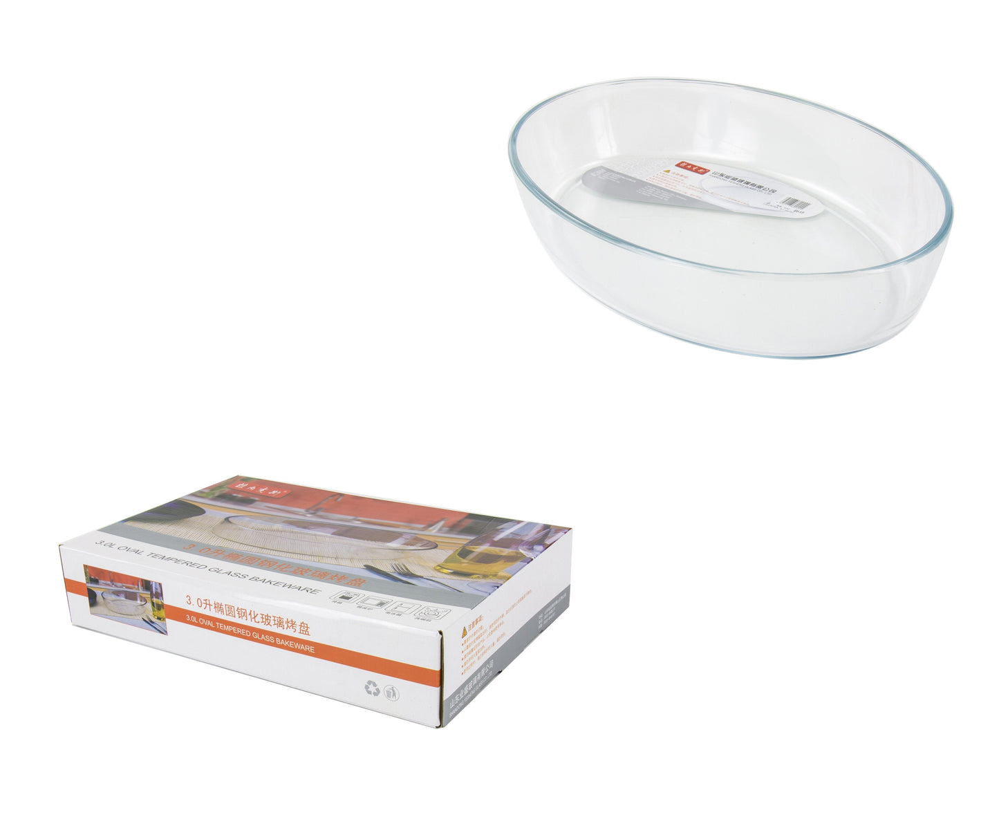 Durane Tempered Glass Oven Roaster Baking Dish 3L / 35 x 24 x 6.5cm 8039 (Parcel Plus Rate)