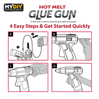 Hot Melt Glue Gun With Anti Drip Nozzle including 100 Glue Sticks 8601 (Parcel Rate)