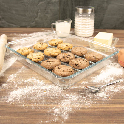 Durane Tempered Glass Ribbed Oven Roasting Tray 3L / 34.5 x 28.5 x 4.5cm 8969 (Parcel Plus Rate)