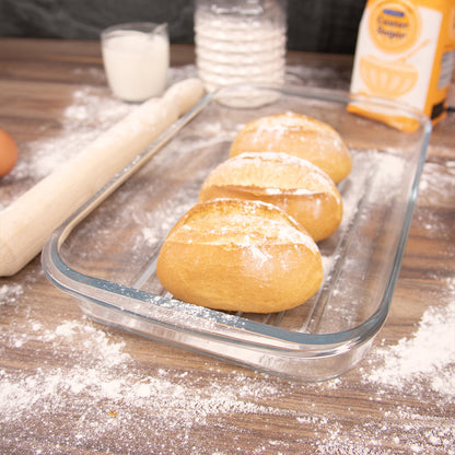 Durane Tempered Glass Ribbed Oven Roasting Tray 2L / 34 x 20 x 5.5cm 8970 (Parcel Plus Rate)