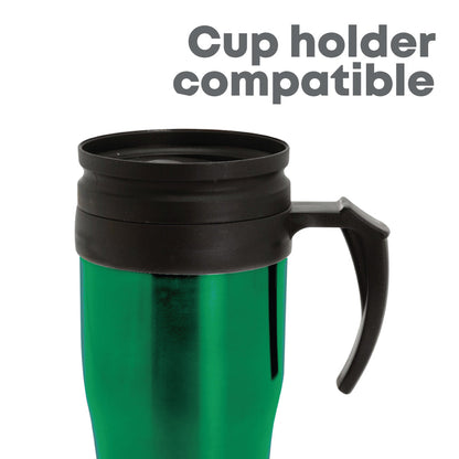 SQ Professional Car Coffee Tea Travel Mug with Handle 450ml Assorted Colours 0045 / 9995 A (Parcel Rate)