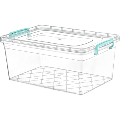 Clear Plastic Storage Box Container with Handles and Lid 15L AK257 (Parcel Rate)