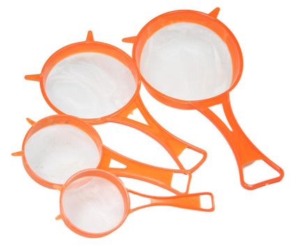 Plastic Kitchen Mesh Sieve Strainer Set of 4 Assorted Colours 5238 (Parcel Rate)