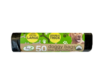 Doggy Poop Bags with Tie Handles 30 x 36 cm Roll of 50 B0197 (Parcel Rate)