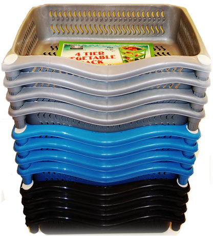 Plastic 4 Tier Rectangular Kitchen Vegetable Storage Rack Assorted Colours H0183 (Big Parcel Rate)