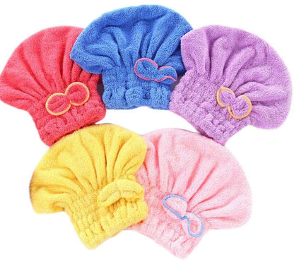 Microfibre Elastic Hair Wrap Bonnet with Bow Assorted Colours 6979 (Parcel Rate)