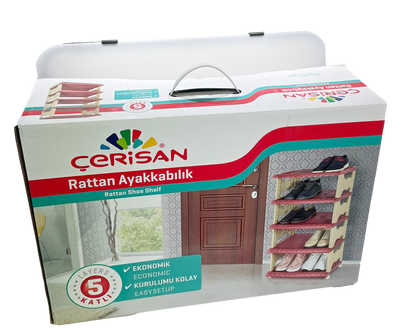 Rattan Eco Plastic Shoe Storage Rack 5 Tier K0756 (Big Parcel Rate)