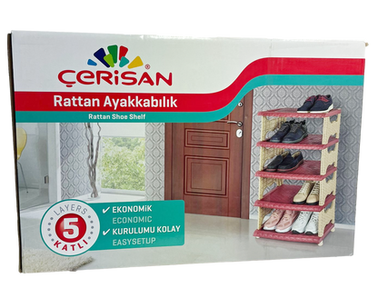 Rattan Eco Plastic Shoe Storage Rack 5 Tier K0756 (Big Parcel Rate)