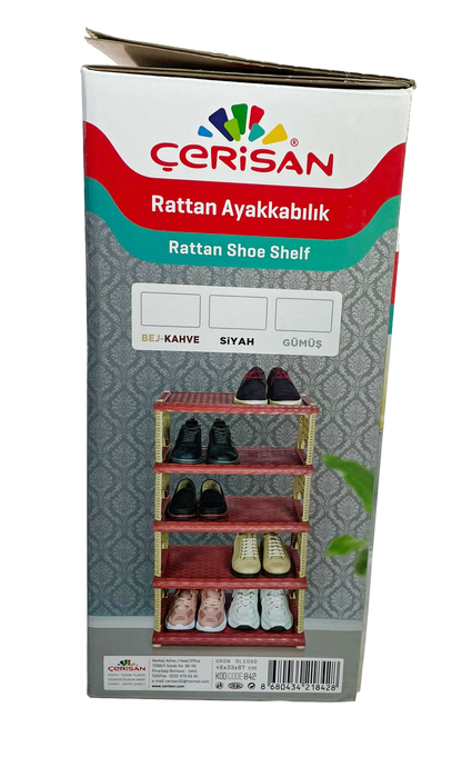 Rattan Eco Plastic Shoe Storage Rack 5 Tier K0756 (Big Parcel Rate)